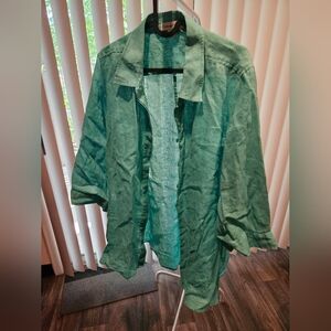 Coldwater Creek Teal Linen Button up